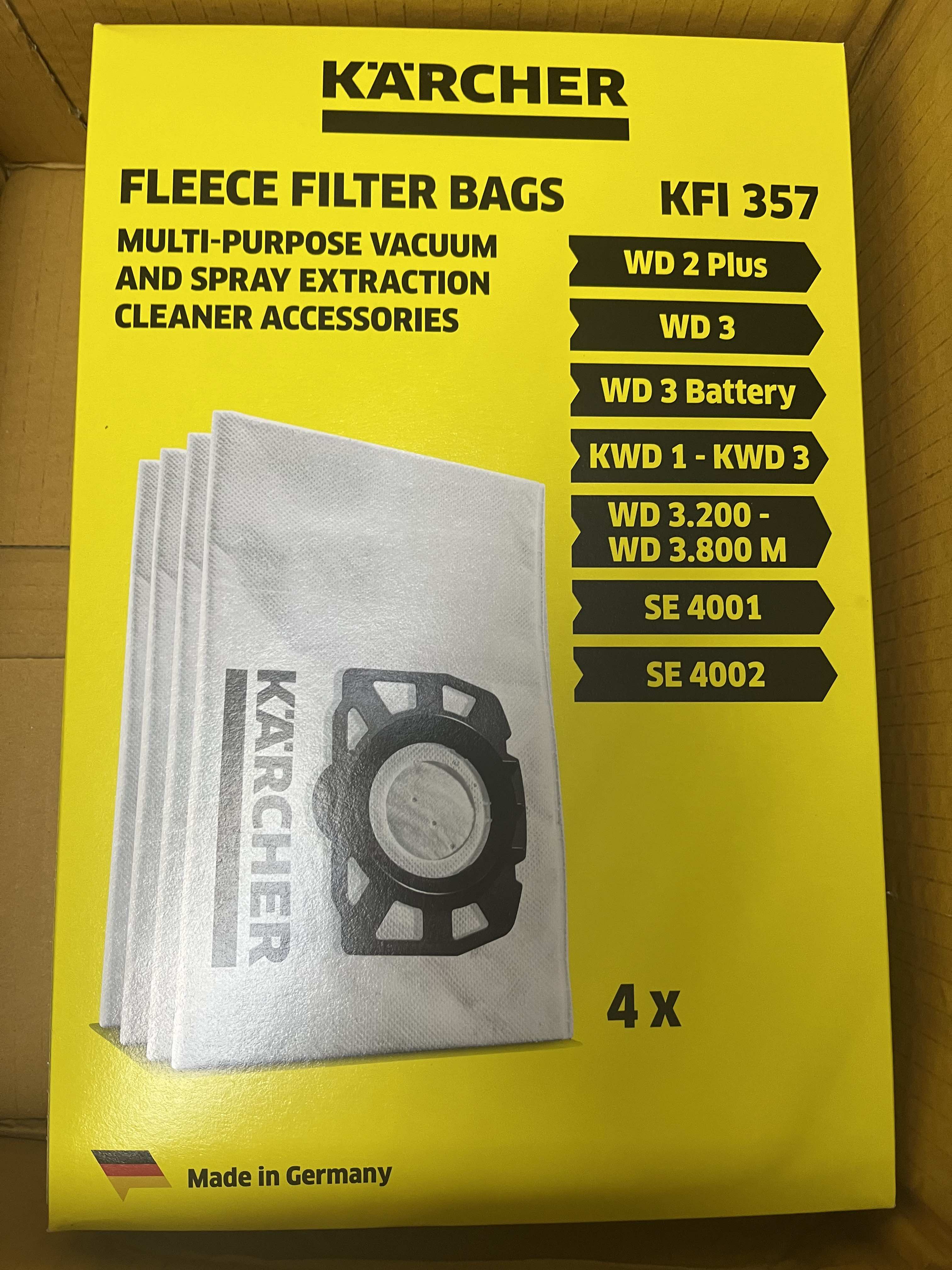 KARCHER ถุงกรองแบบผ้า Fleece Filter bags KFI 357 ดักจับฝุ่น ทนทาน  ยืดอายุไส้กรอง 2.863-314.0 คาร์เชอร์