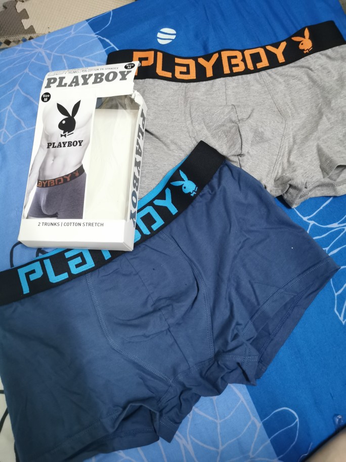 2 Pieces) Cotton Stretch Playboy Men's Trunks Underwear - B122522-2S