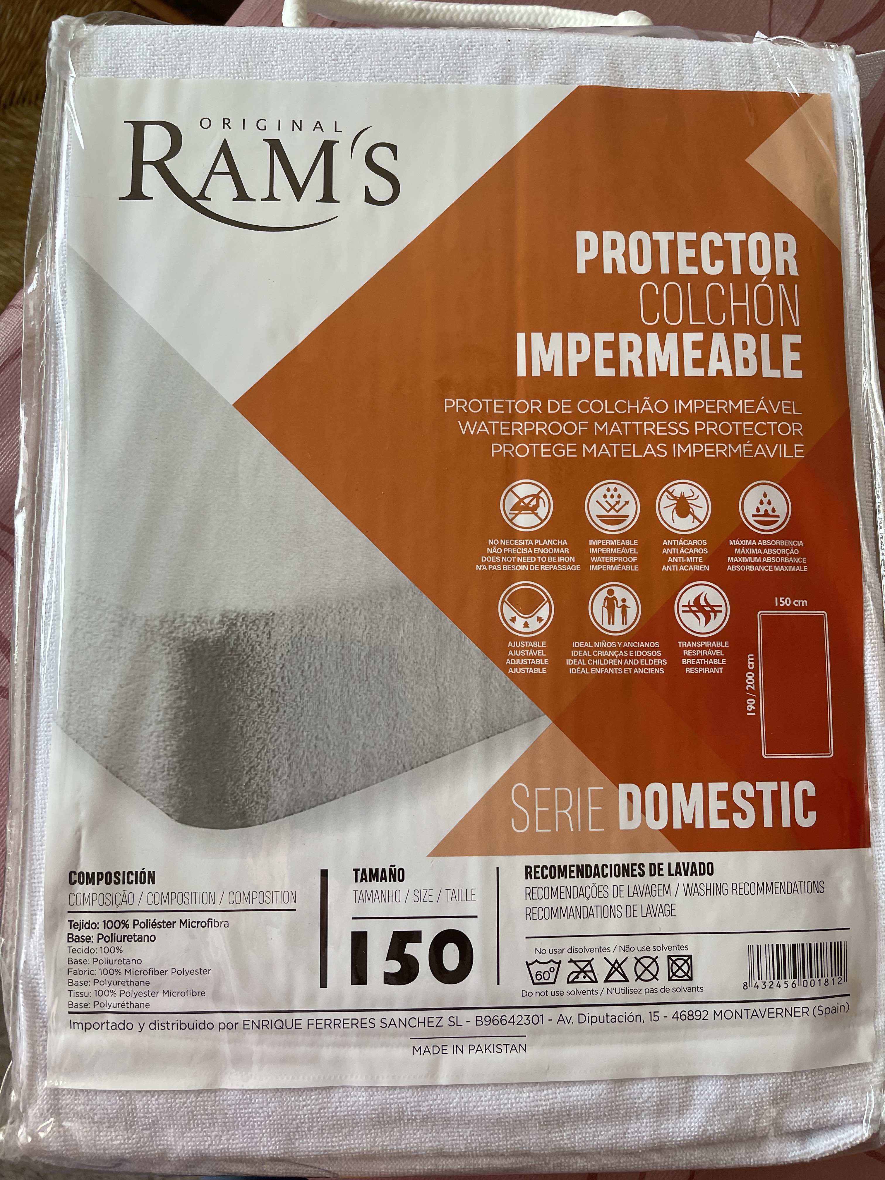 Rams - Protector colchon impermeable ajustable antiácaros transpirable 100%  Microfibra de poliéster 190/200 X 90 cm