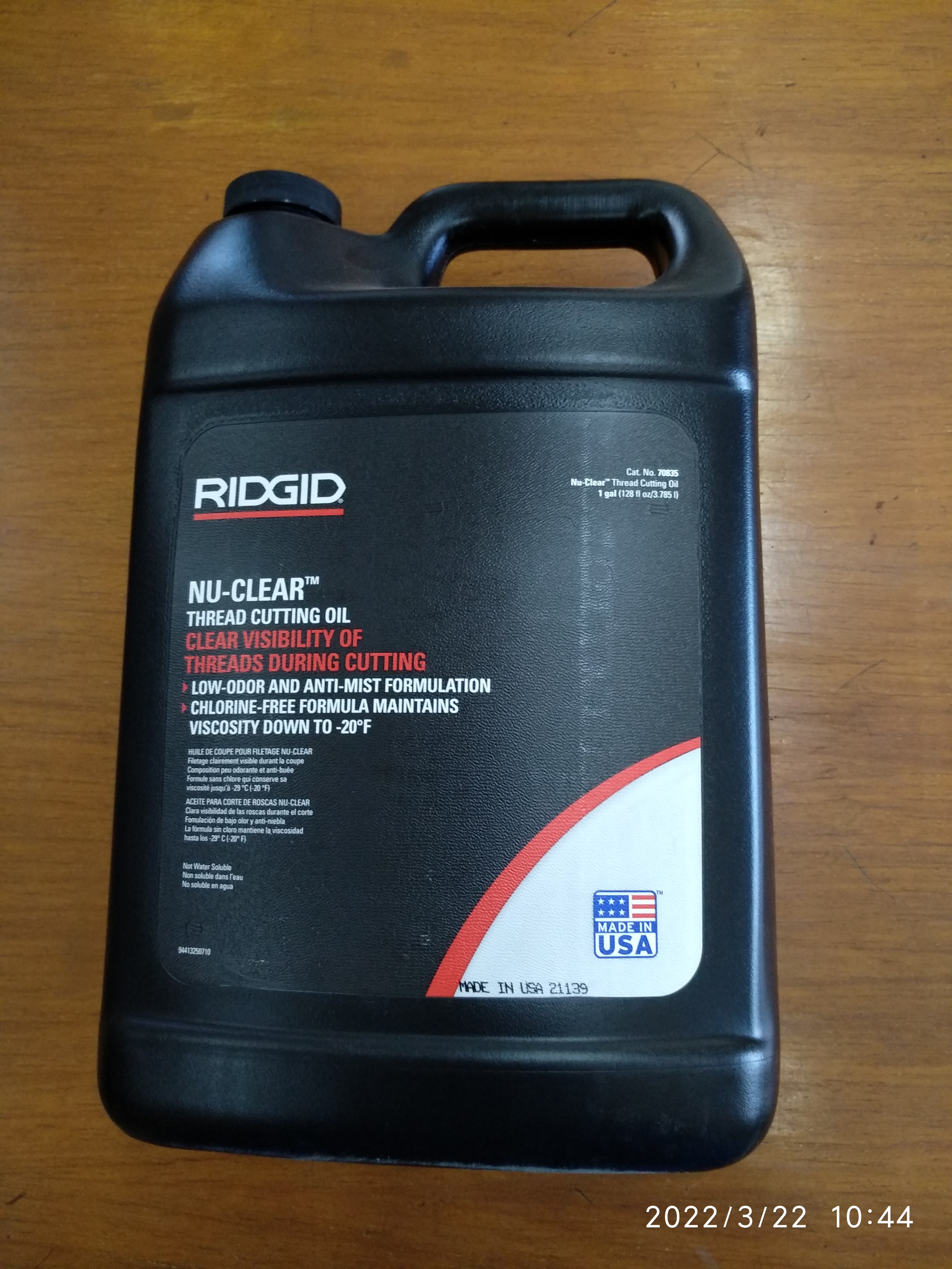 Ridgid 70835 Thread Cutting Oil | Clear | 1 Gallon