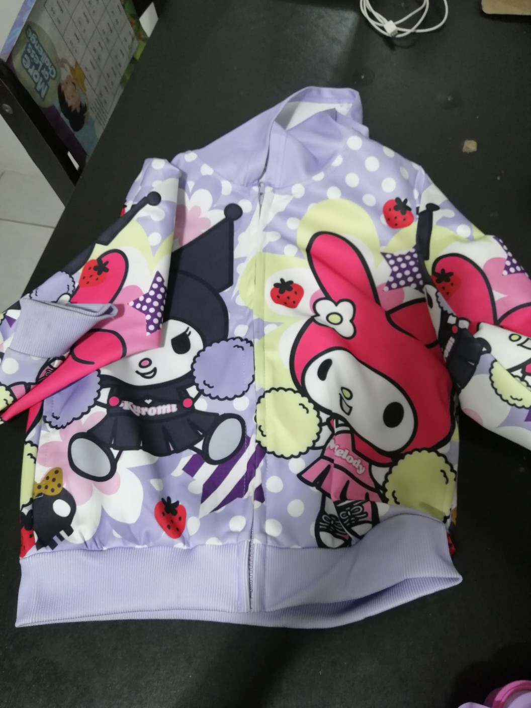 My melody and online kuromi split pullover hoodi