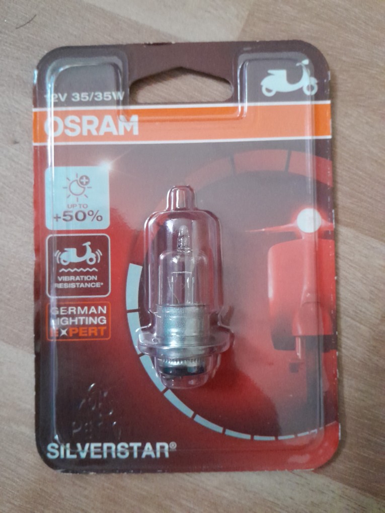 Osram Silverstar Motorcycle Headlight Bulb T19 / 1-Leg (P15d-25-1