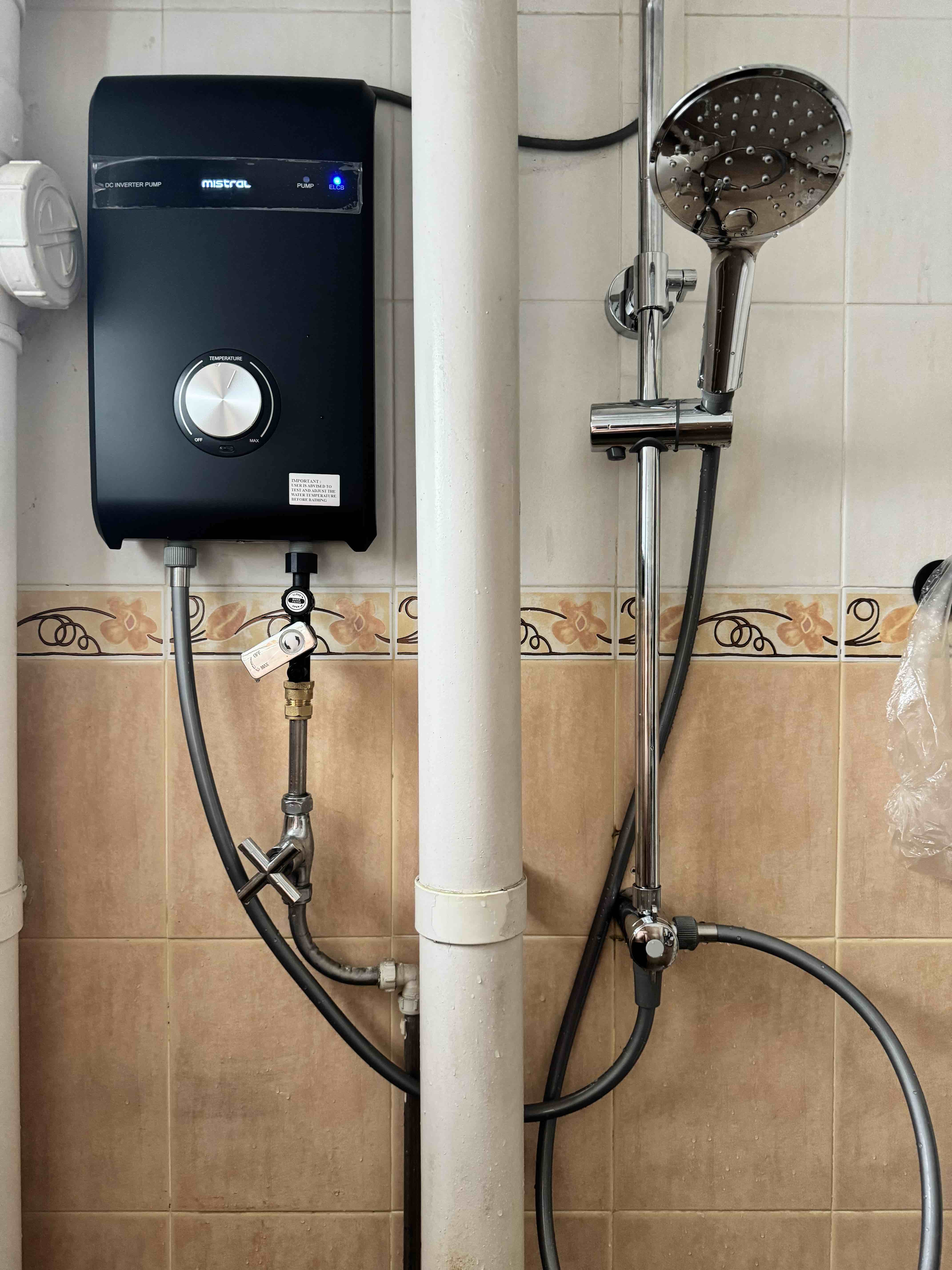 Mistral Instant Water Heater with Rain Shower DC Pump MSH88P