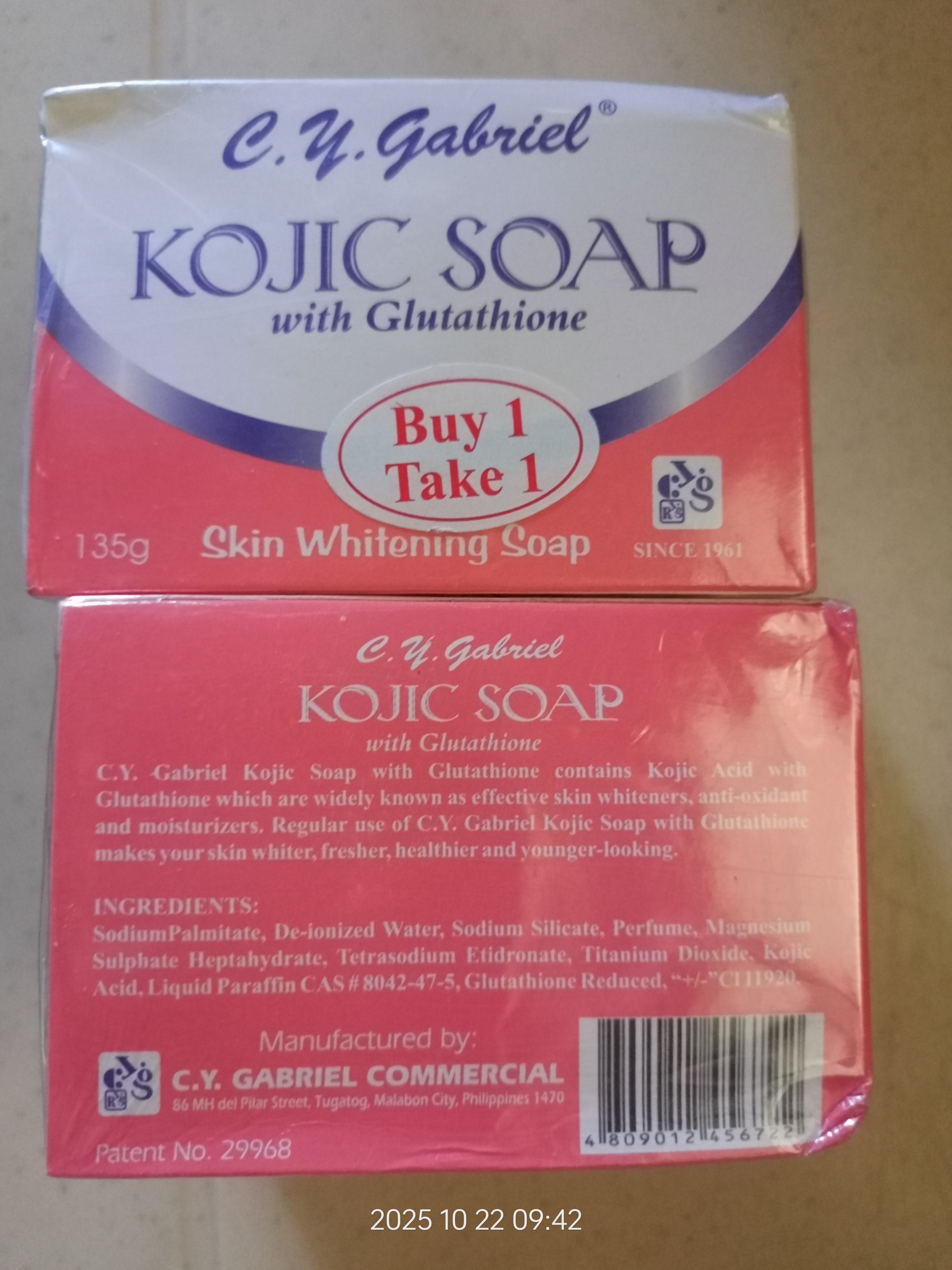 C.Y. GABRIEL KOJIC SOAP with Glutathione 135g Bundled Pack