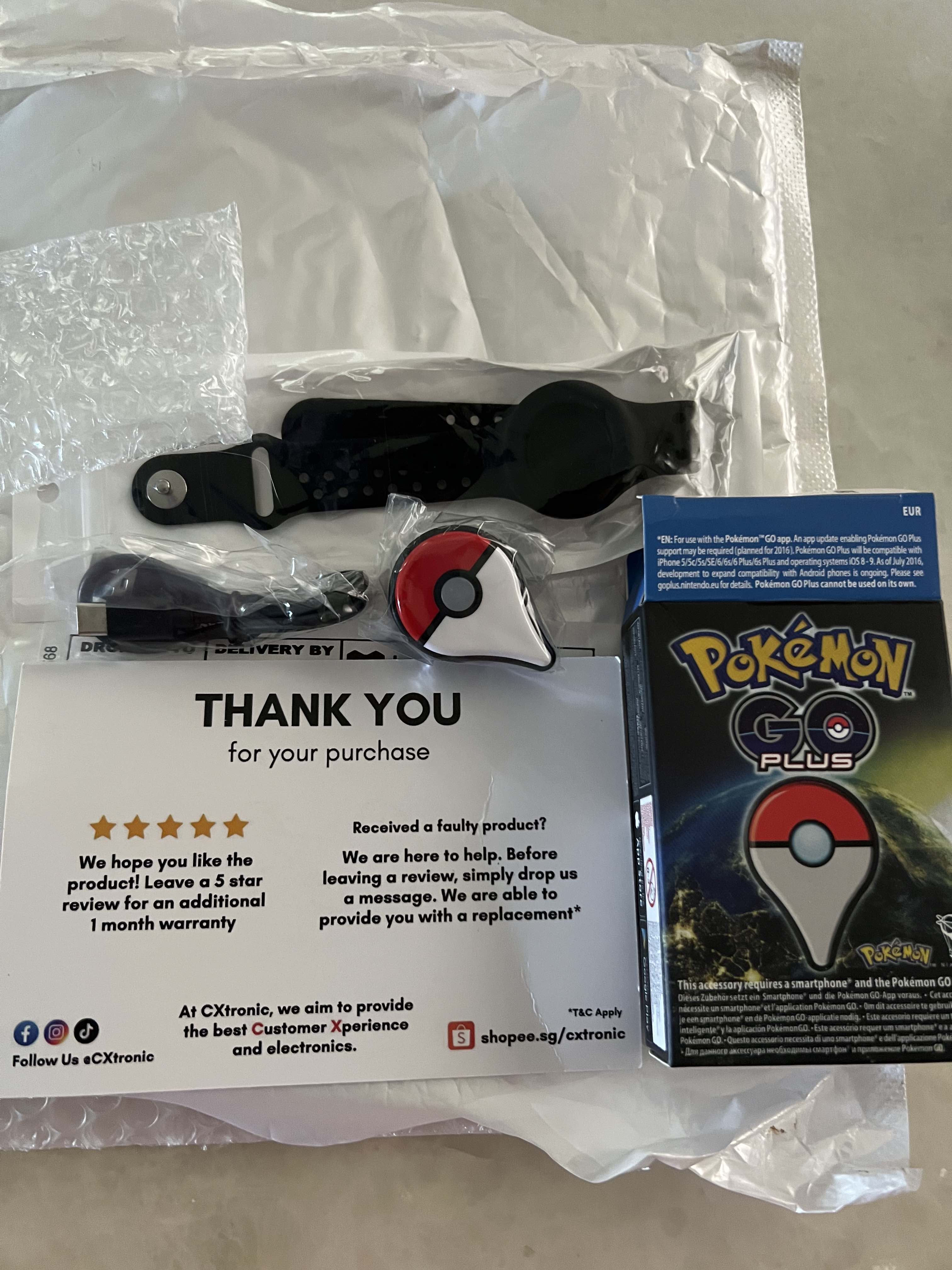 SG) Pokemon Go Plus v3.0 With Auto Catch+Spin watch band tracker
