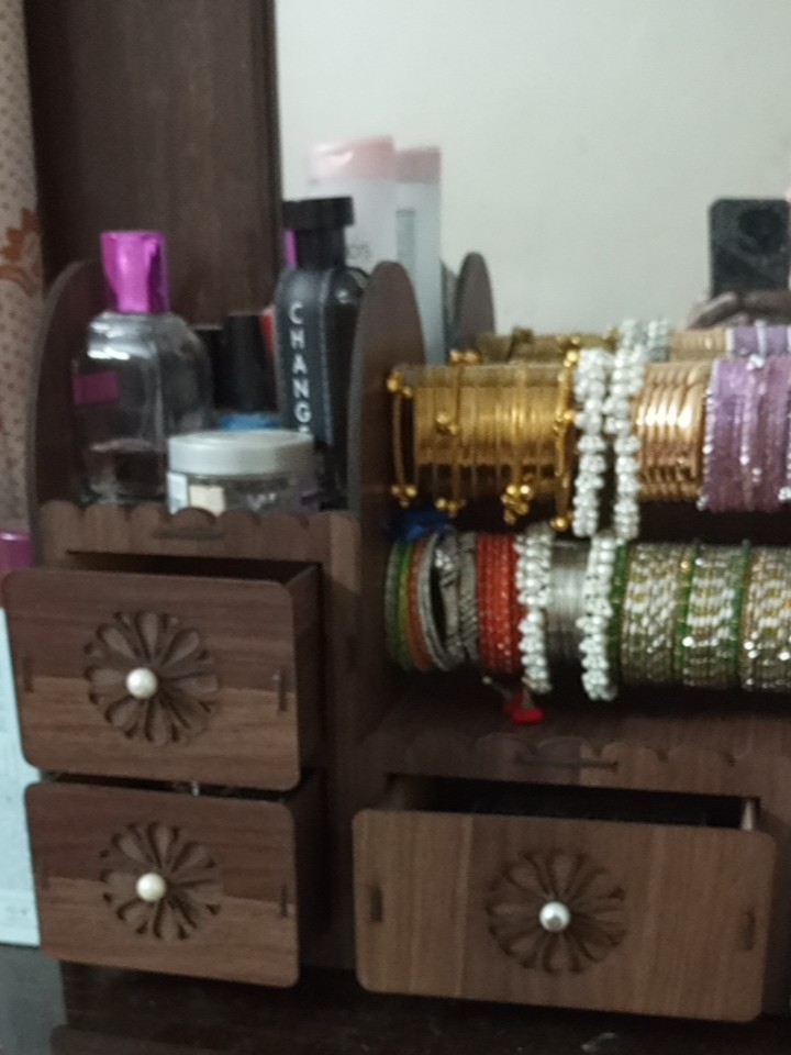 bangle stand,3 drawers, cabinets,bangle stand with space saver,desk  organizer, wooden, rack, shelf, laser cut,Brushes Holder Stand with Drawer  churi stand | Daraz.pk