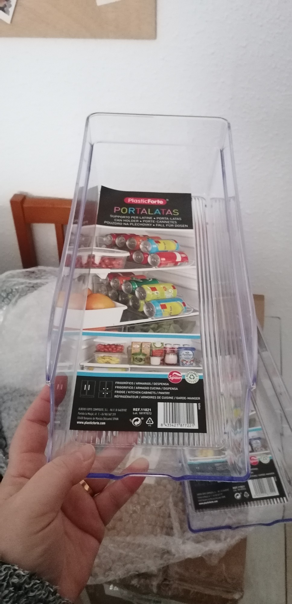 STARLEY-2uds,4uds ,Cajas de almacenaje para Nevera y congelador 35x13x10cm  Organizador de latas para frigorífico Organizador Nevera Transparente  Envases de plástico para Alimentos Fabricado en España