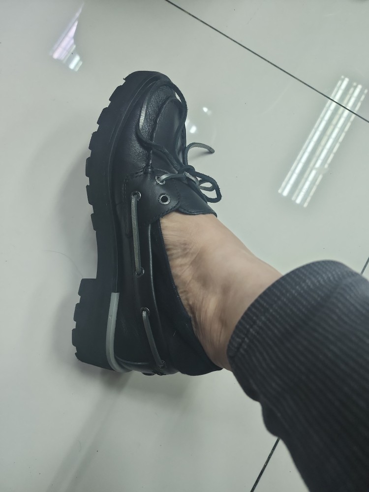 Womens Chunky 2-Eye Leather Boat Shoe Black (STS89097) Sperry