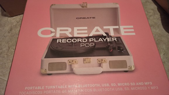 CREATE - RECORD PLAYER POP - Tocadiscos portátil de maletín con Bluetooth  USB, SD, MicroSD y Mp3