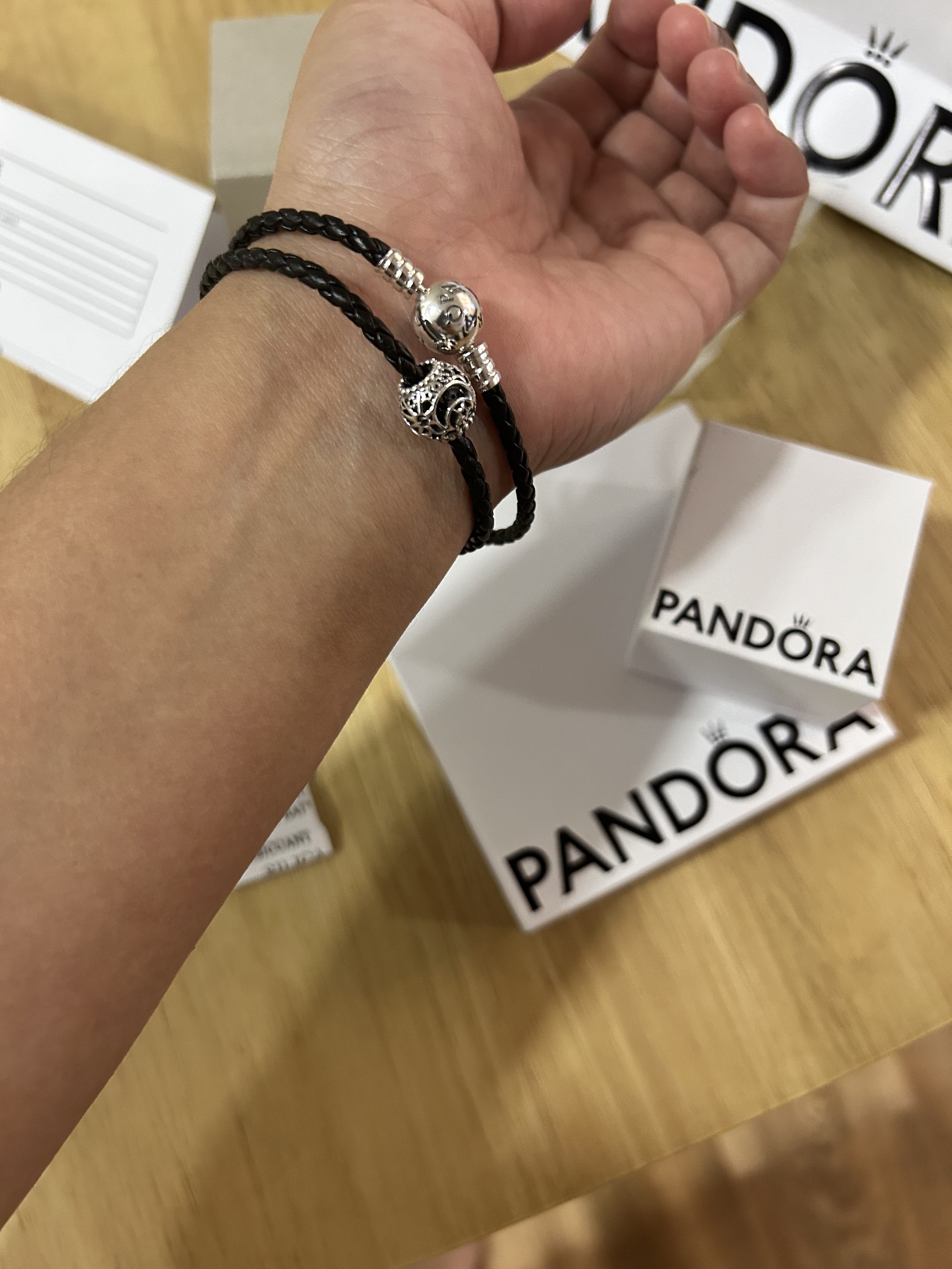 Pandora Double Black Leather Bracelet