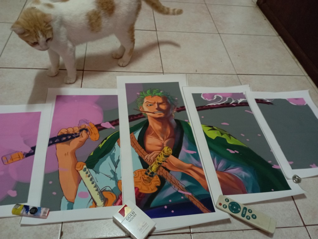 Wondbeau Print On Canvas Five Part Consecutive Painting 5 Pieces Canvas Drawing Modular Poster Abstract Modern Home Decoration Ready To Hang L/150cm ×80cm Roronoa Zoro,Anime One Piece