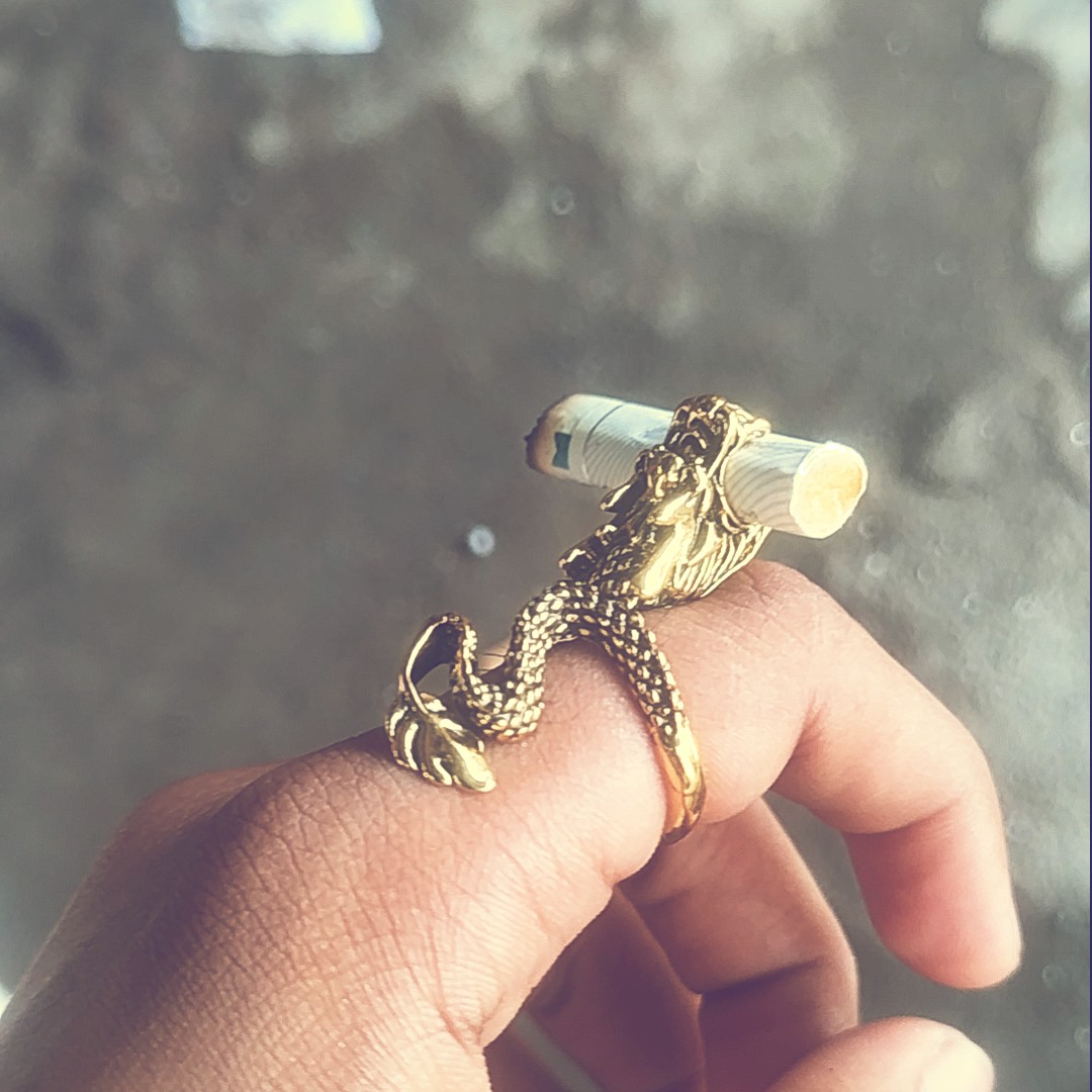 dragon ring cigarette holder Antique Silver Chinese Made of copper material Fzsteel Men's Adjustable Dragon Design