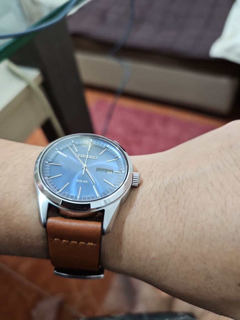 Seiko Sne525p1 On Wrist SEIKO MINT CONDITION Solar Blue Dial Full