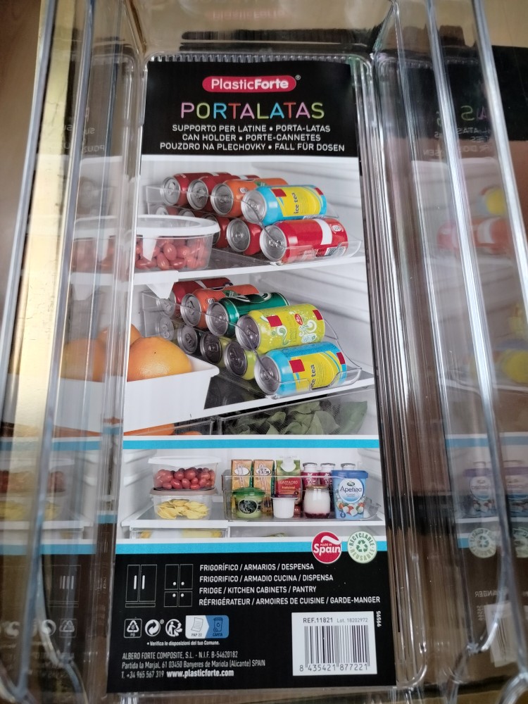 STARLEY-Cajas de Almacenaje para Nevera y Congelador Organizador de Latas  para Frigorífico 35x14.5x10cm Organizador Nevera Transparente Envases de  Plástico para Alimentos Fabricado en España