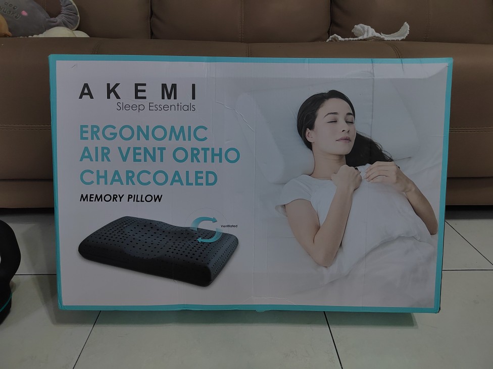 AKEMI Sleep Essential Ergonomic Air Vent Ortho Charcoaled Memory Pillow Lazada