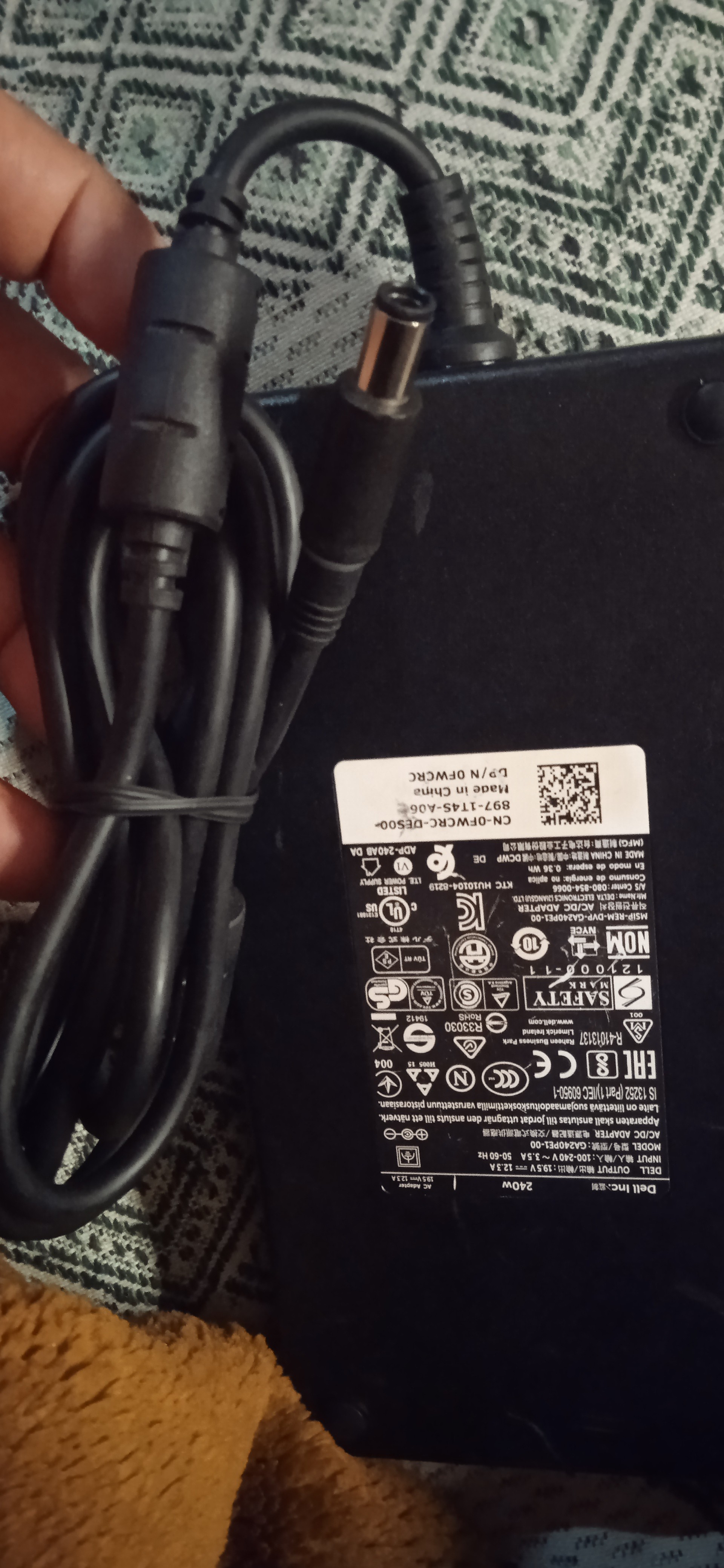 Genuine Dell 240W Laptop Charger – Works With Precision & Alienware – 19.5V, 7.4mm Tip