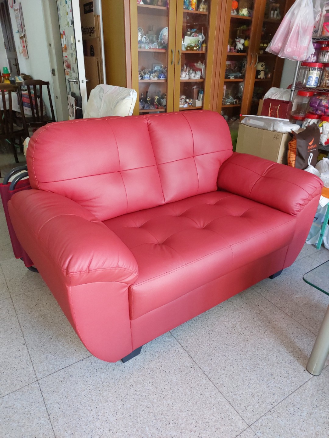 Red Genuine Leather Sofa Set | Cabinets Matttroy