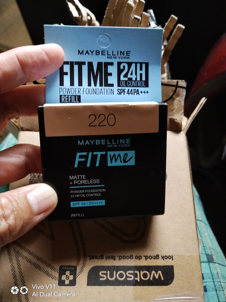 MAYBELLINE, Fit Me 24HR Powder Foundation Refill [Poreless, Oil Control,  SPF 44 PA+++] 220 Natural Beige 12g