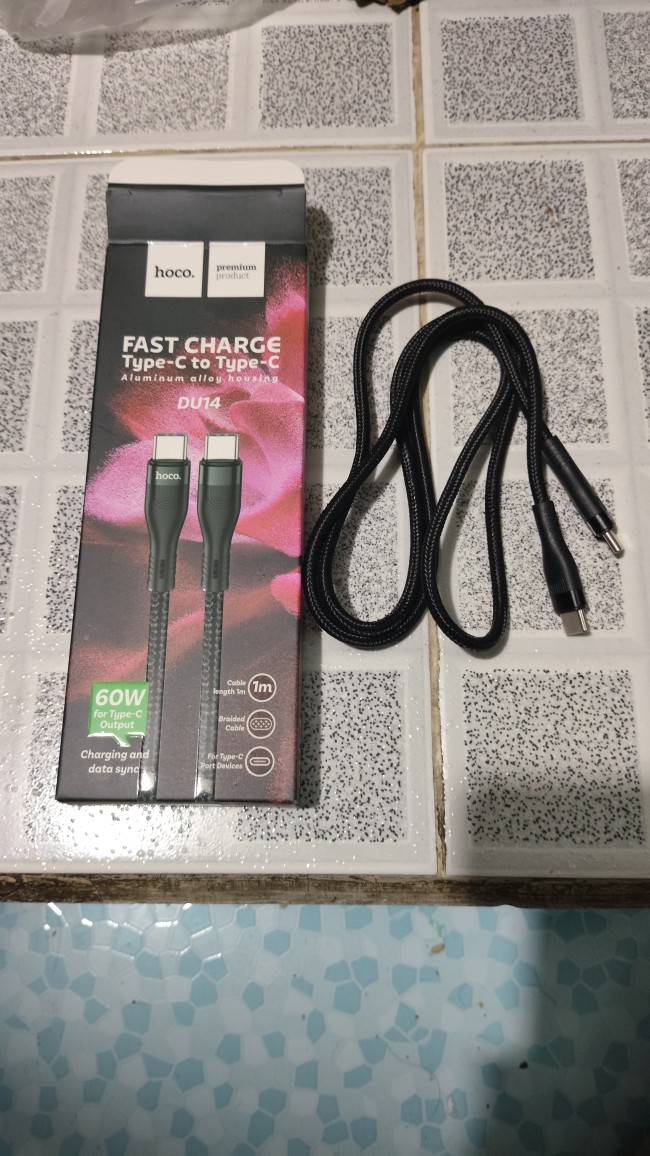 Cáp sạc nhanh PD60W Type-C to Type-C Hoco DU14 truyền data ổn định