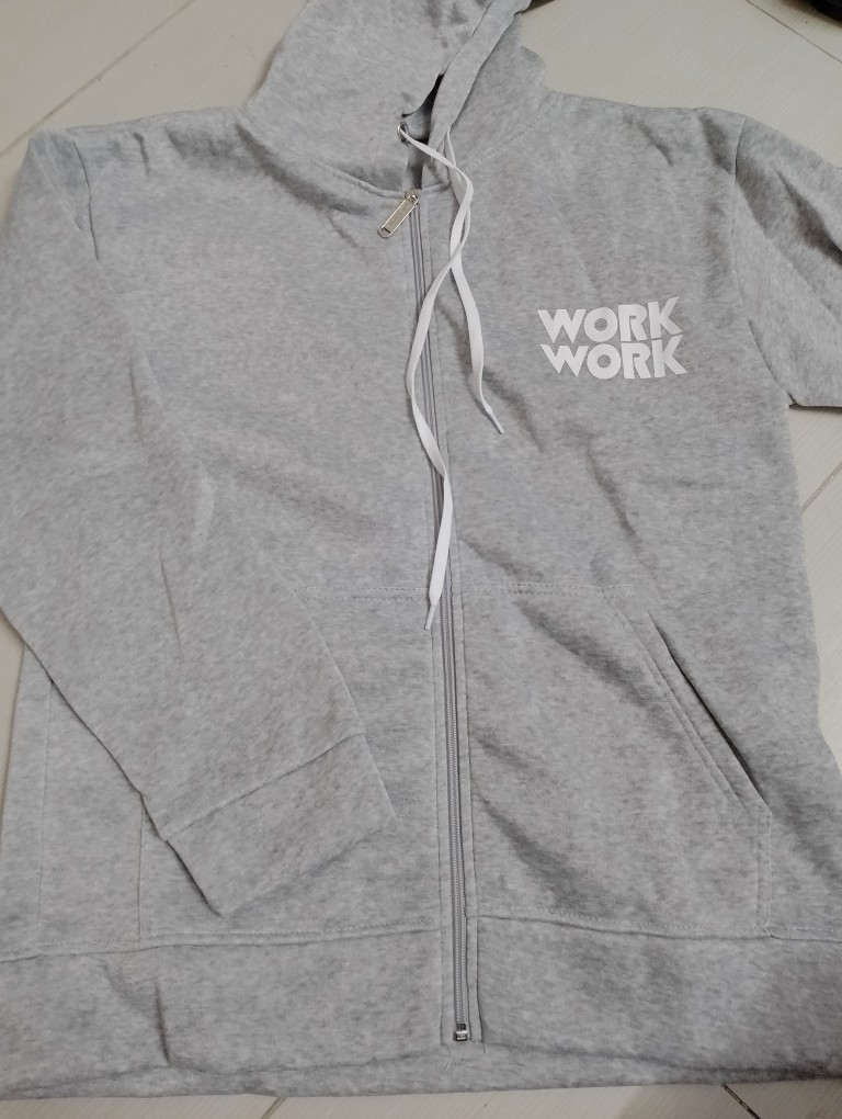 Áo Khoác Hoodie, Thun Nỉ Cao Cấp Logo In Chữ WORK Cá Tính Dây