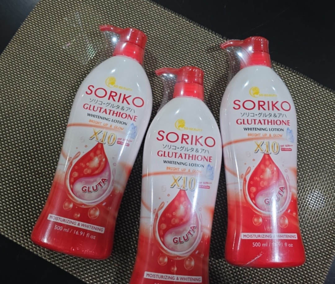 SORIKO Glutathione Whitening Lotion SPF 50PA+++ 500ml BIG Moisturizing and  Whitening GLUTATHIONE RED Authentic Thailand Red Continental - 3 Bottles |  Lazada PH