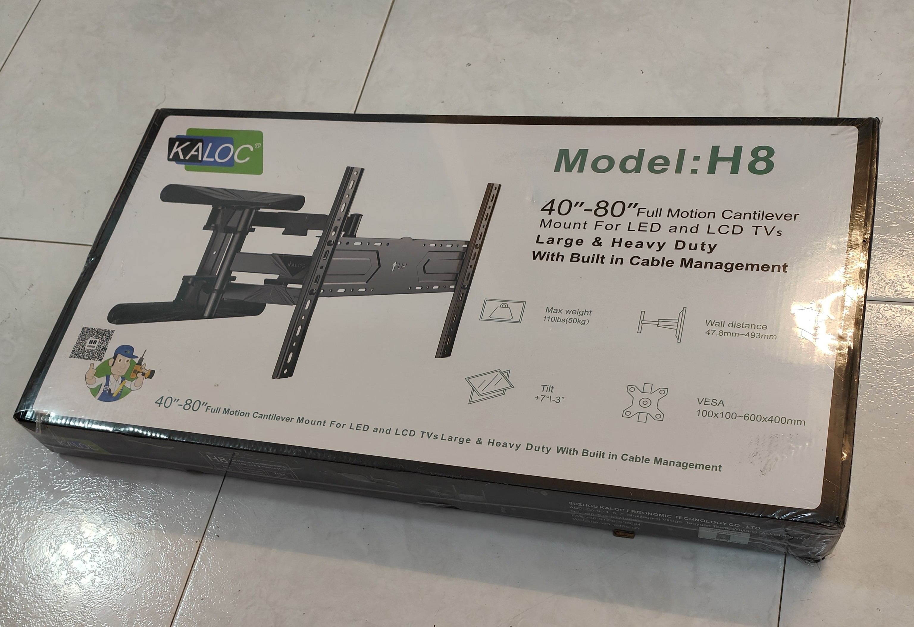 KALOC H8 40-80 inch Long Extension Arm Swivel TV Wall Bracket