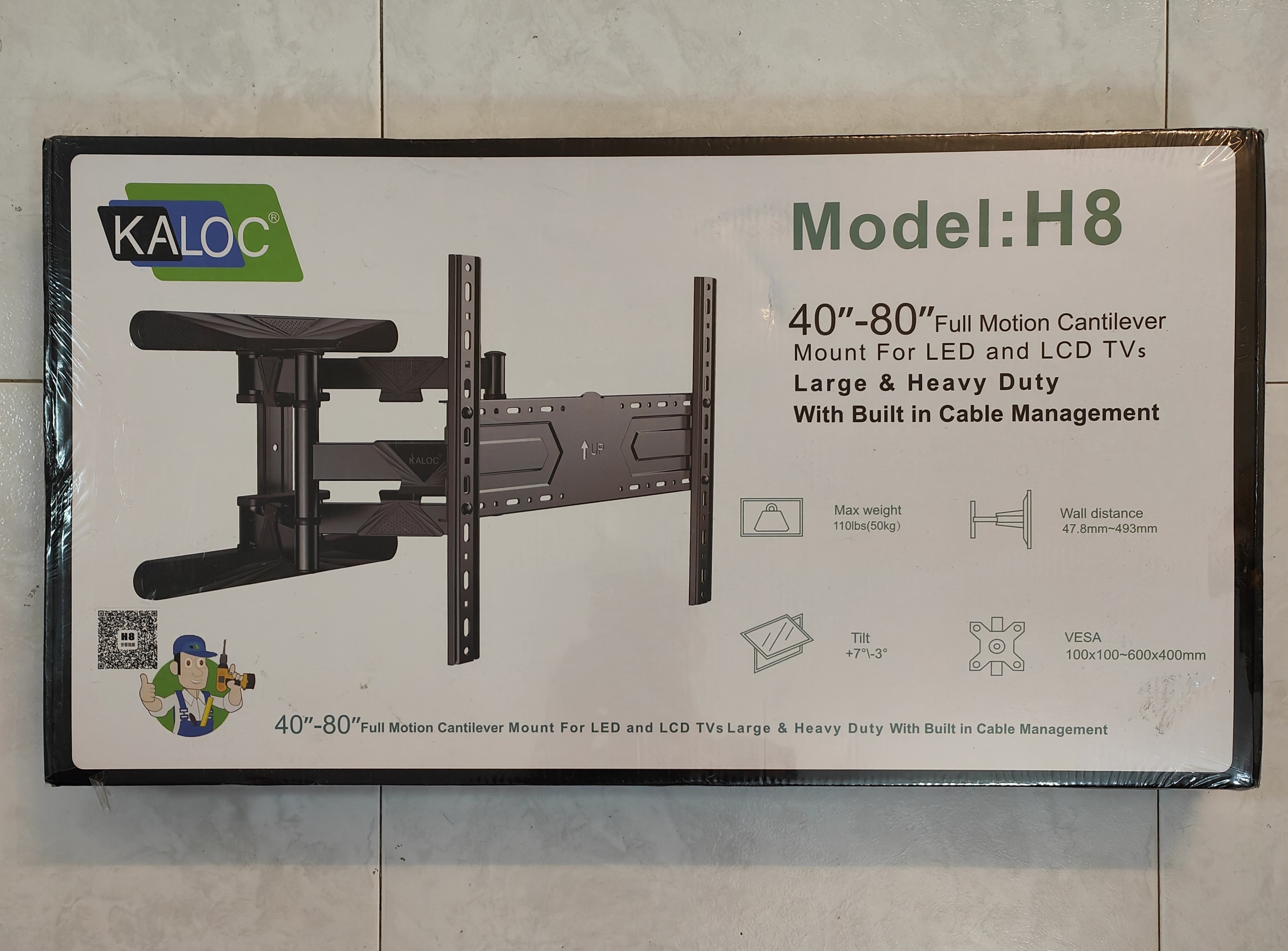 KALOC H8 40-80 inch Long Extension Arm Swivel TV Wall Bracket