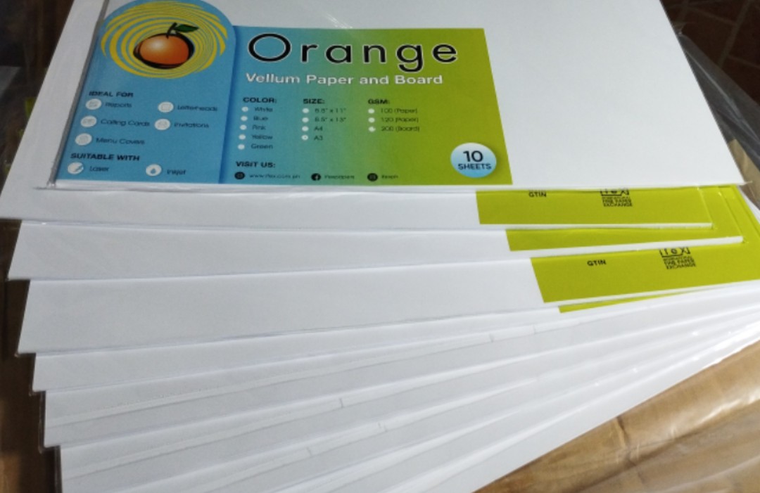 Orange Vellum Board Specialty Board 200gsm size A3 (297mm x 420mm)