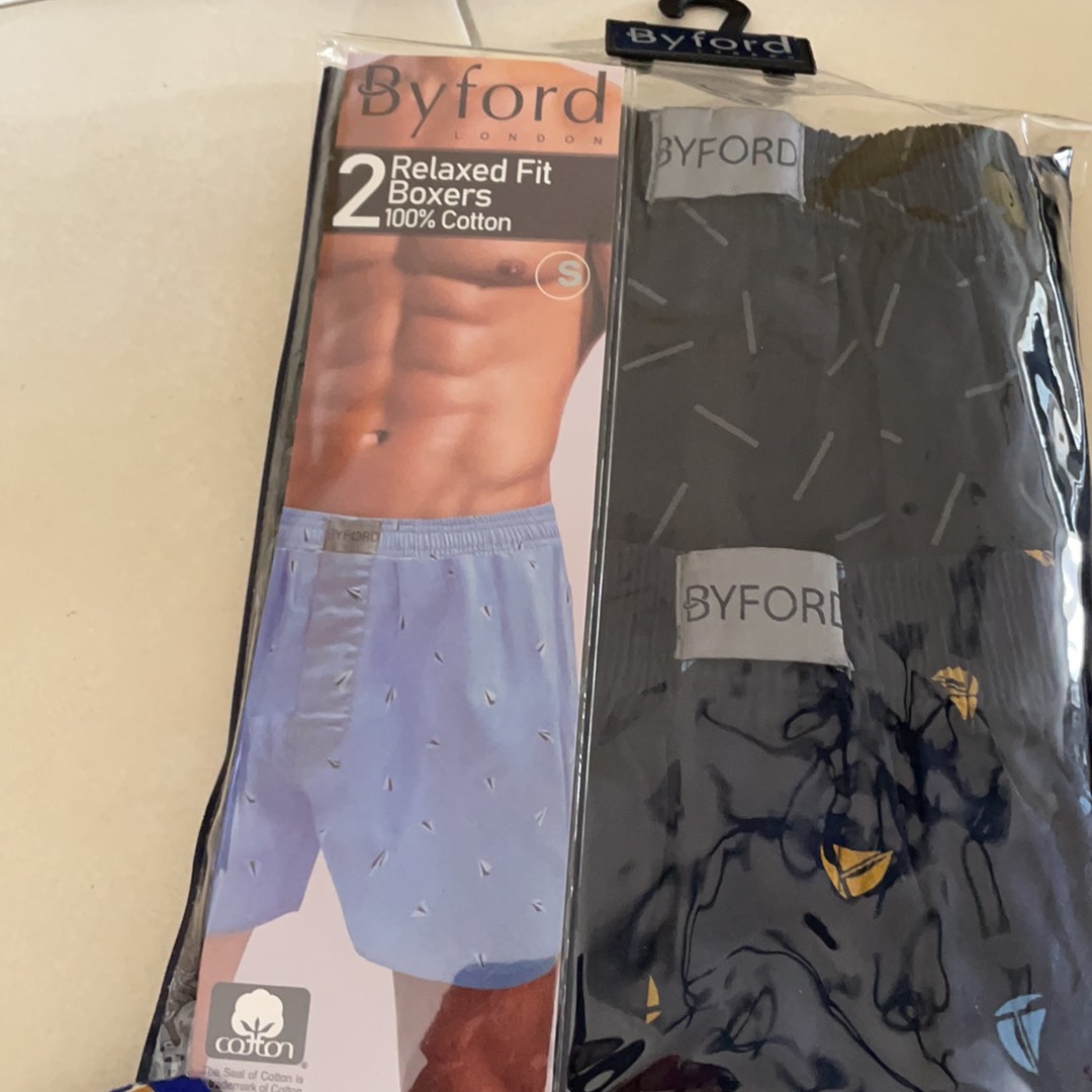 2 Pcs) Byford Mens 100% Cotton Boxer Brief Underwear Assorted  Colour-BUD5248X