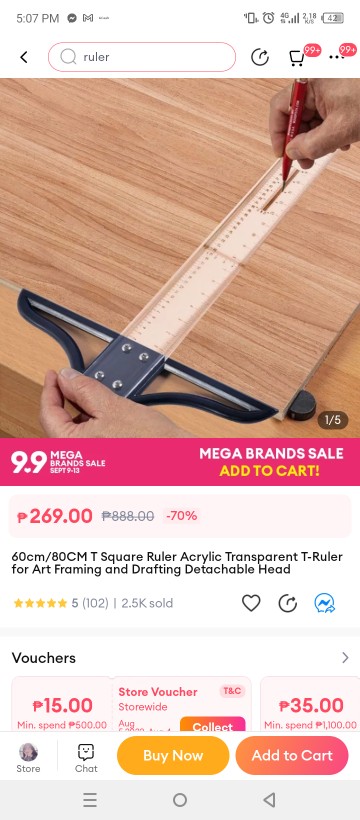 60cm/80CM T Square Ruler Acrylic Transparent T-Ruler for Art Framing and  Drafting Detachable Head