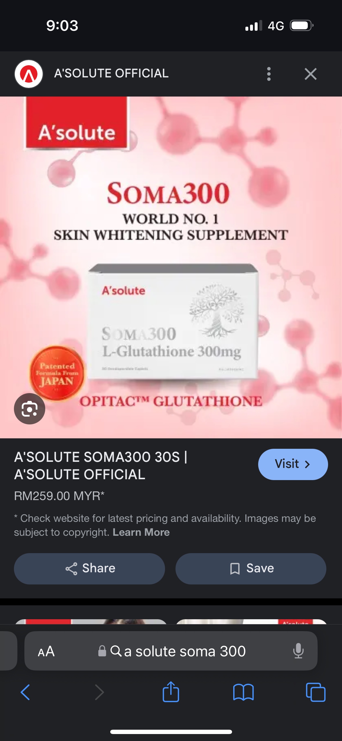 soma glutathione ASOLUTE SOMA 300 L-GLUTATHIONE 300MG | WORLD NO.1 SKIN BRIGHTENING FORMULA