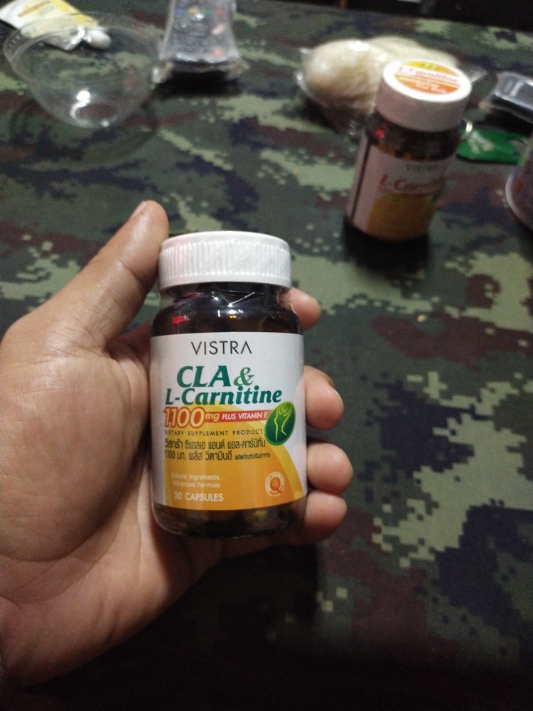 vistra cla & l carnitine 1100 mg pantip Vistra CLA & L-Carnitine 1100 mg Plus Vitamin E วิสทร้า ซีแอลเอ แอนด์  แอล-คาร์นิทีน 1100 มก. พลัส วิตามินอี [30 แคปซูล] เหมาะสำหรับผู้ดูแลรูปร่าง
