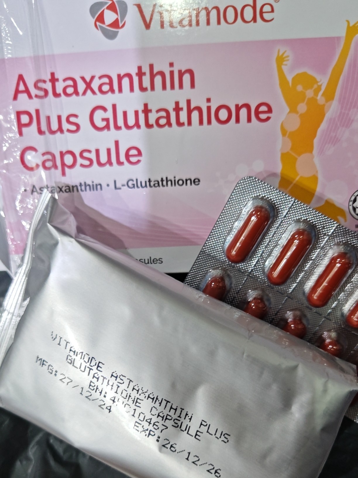 vitamode astaxanthin plus glutathione capsule Vitamode Astaxanthin Plus Glutathione Capsule - 3 x 10s vegetable capsules  - Lazada