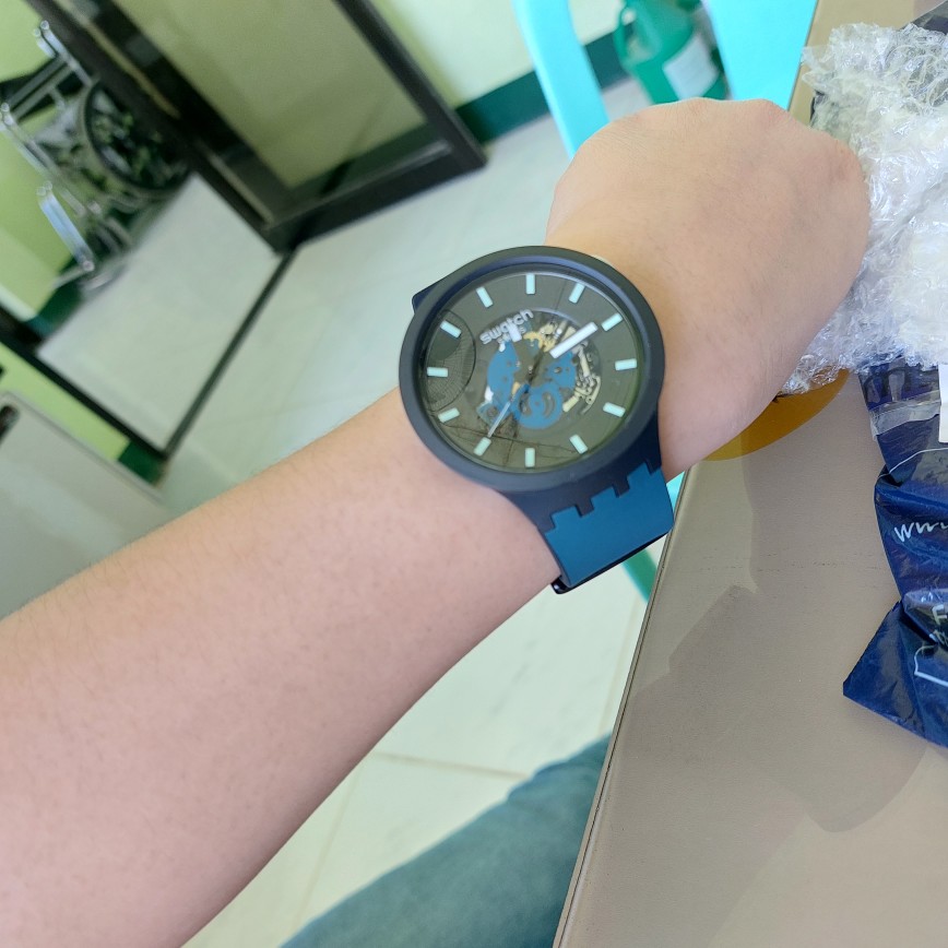 Swatch Big Bold Bioceramic NIGHT TRIP SB03B107 Blue Silicon