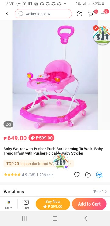 Baby Walker with Pusher Push Bar Learning To Walk Baby Trend