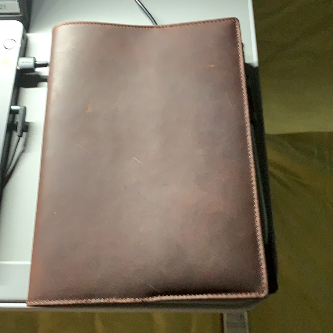 Retro Genuine Leather Book Cover Sleeve Protector with Pen Holder Business  Notepad Notebook Book Case Office School Supplies