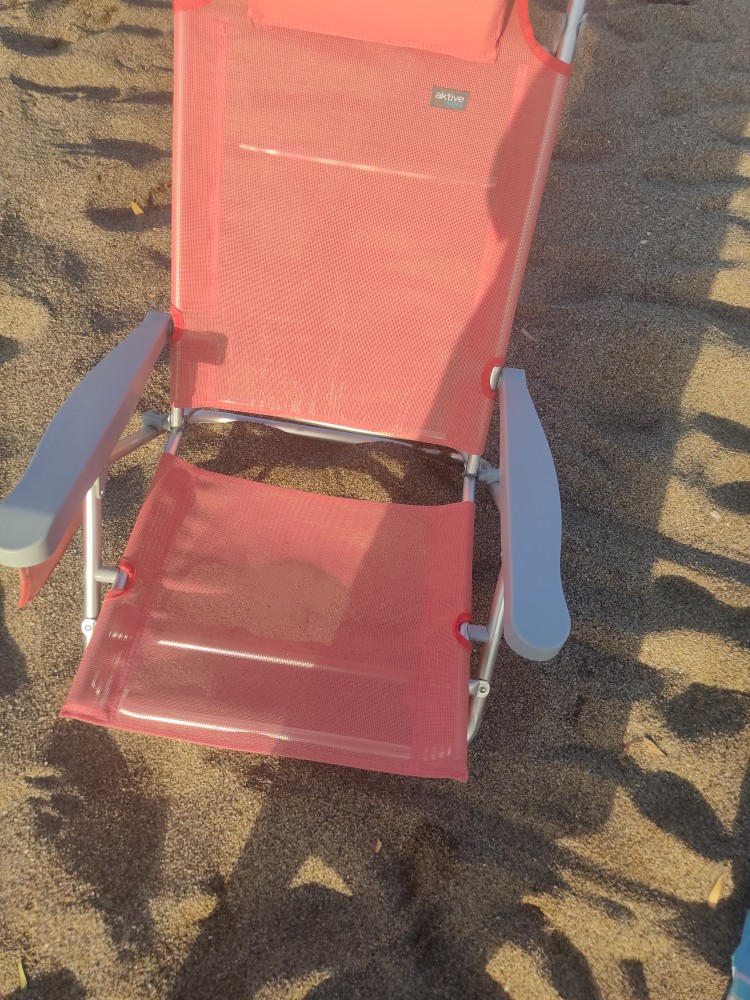 Silla de playa 2 en 1 convertible en tumbona c/cojín y bolsillo