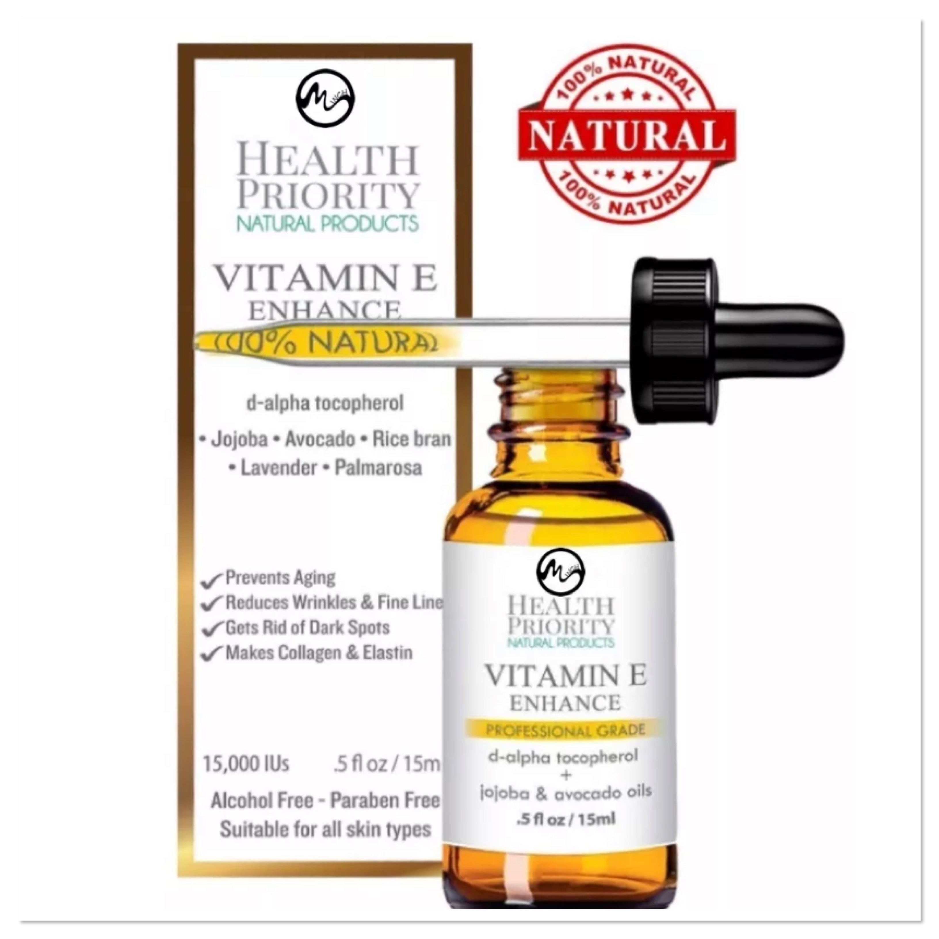 100% All Natural Organic Vitamin E Oil For Your Face & Skin - - Reduces  Wrinkles, Lightens Dark Spots, Stretch Marks & Scars. Best Treatment for  Hair, Nails, Lips | Lazada Singapore