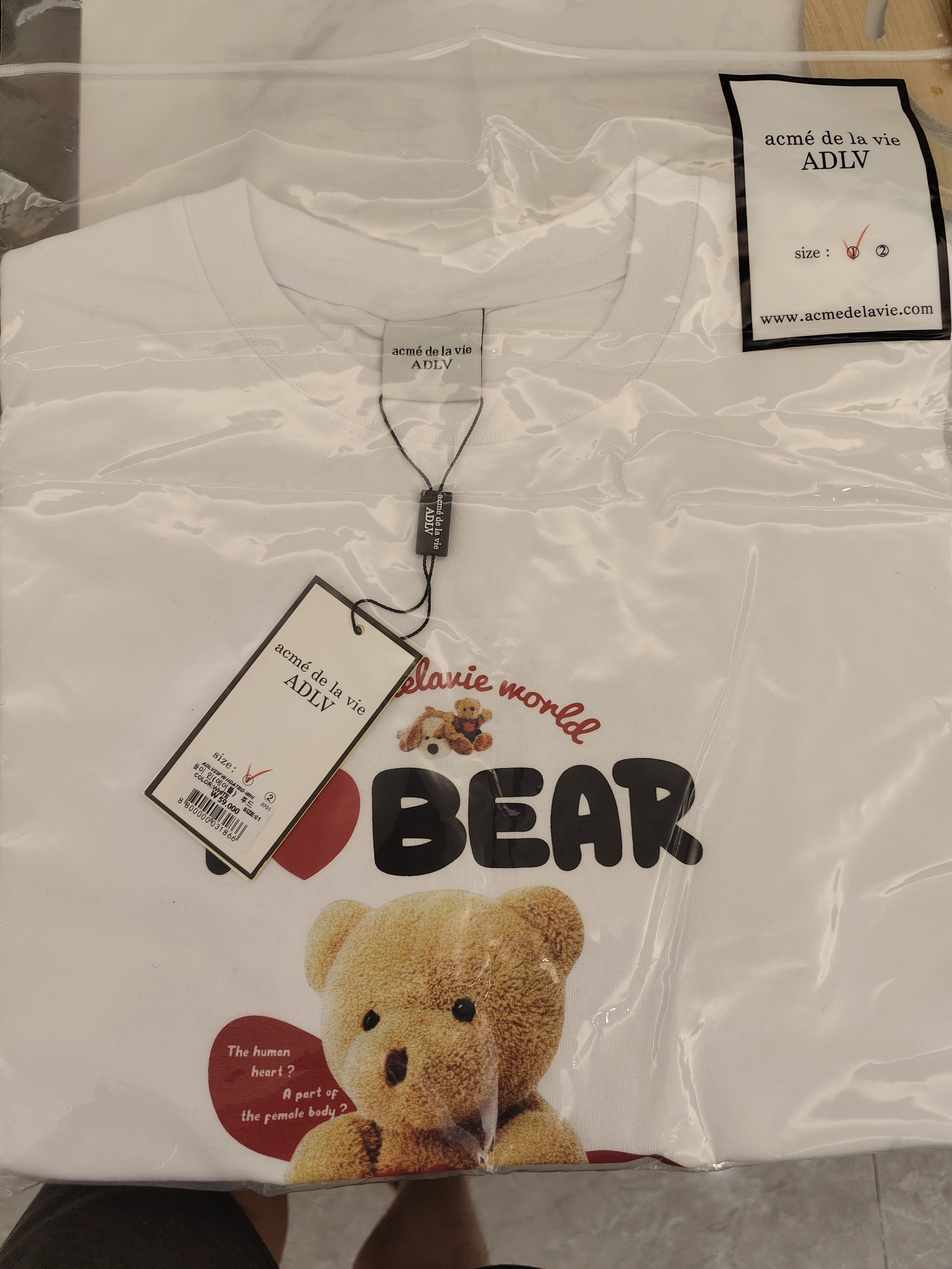 Acme De La Vie]100％ Authentic I LOVE Teddy Bear Short Sleeve T