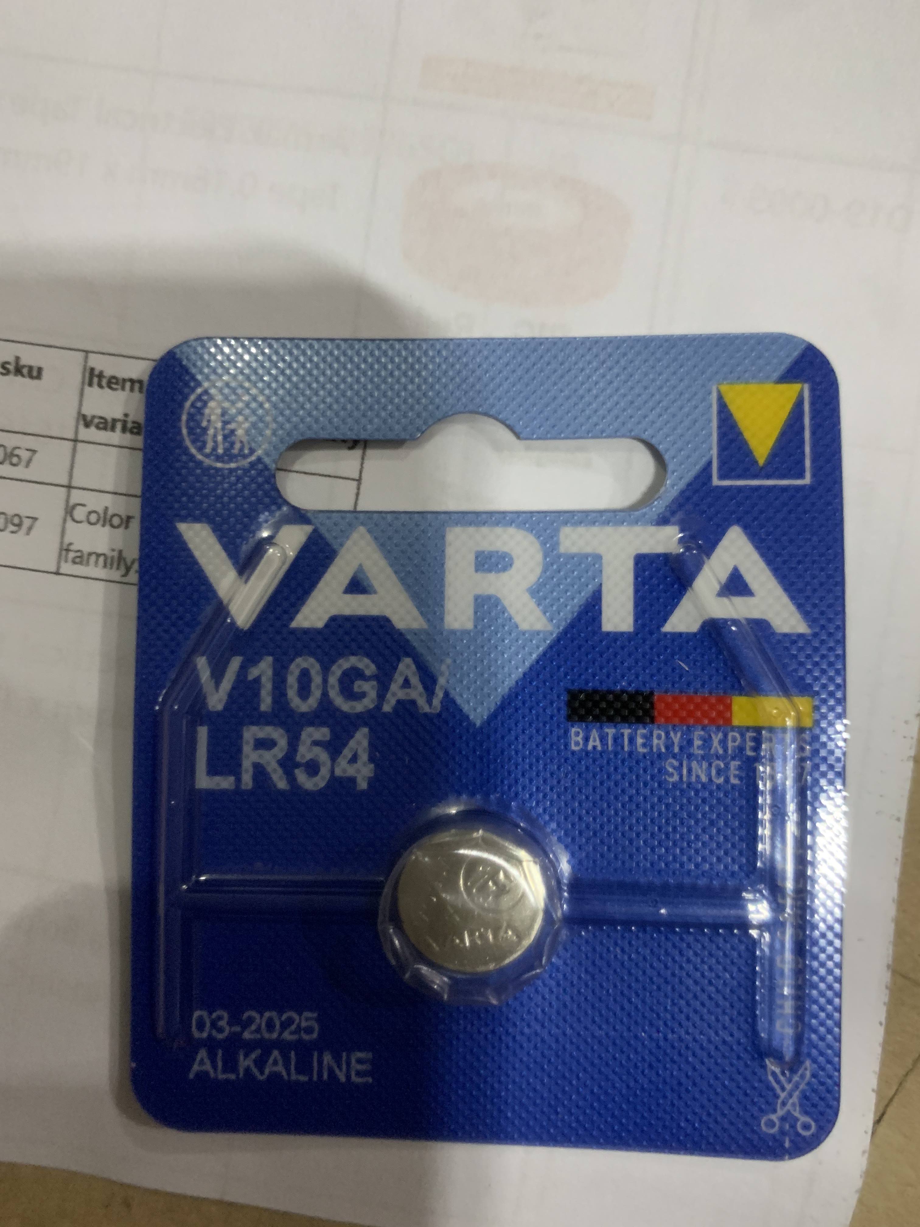 Varta Alkaline button cell , LR54, LR1130, V10GA