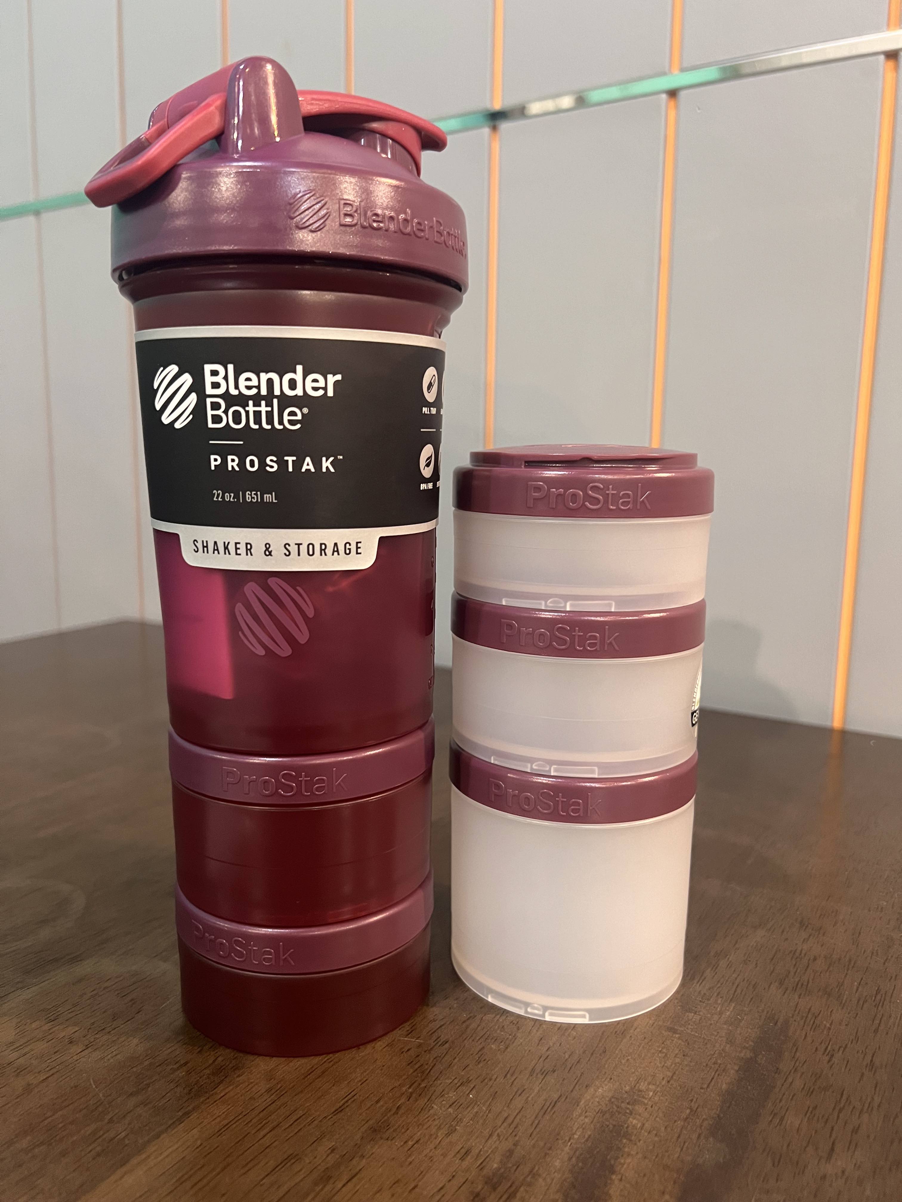 PROSTAK Blender Bottle 22 oz (651 ml) Rose Pink w/ wire whisk