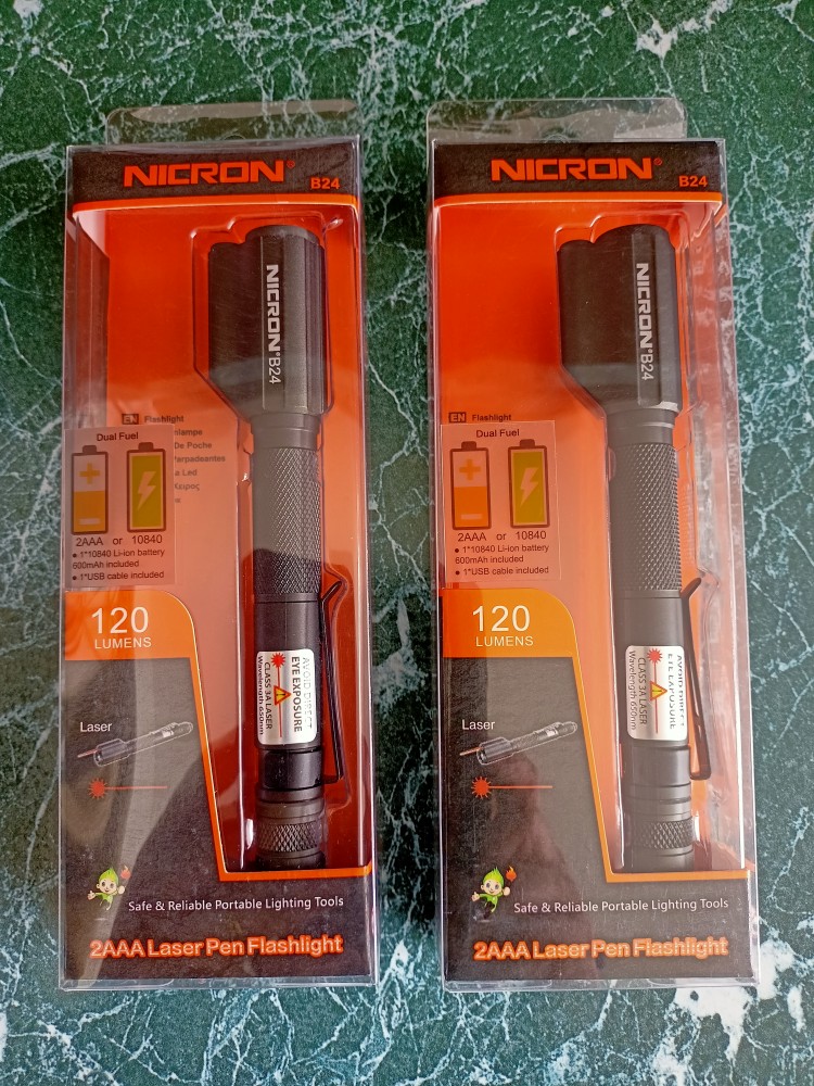 NICRON LED Flashlight Inspection Penlight with Laser Pointer For Guide Use  Waterproof IP65 2x AAA 120LM Mini Torch Lamp Lighting Laser B24 