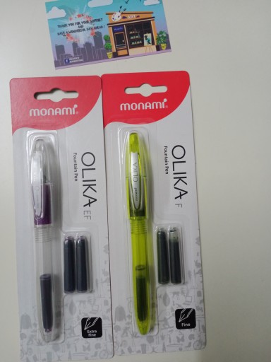 Korea monami OLIKA Extra Fine Tip 0.38 mm Student Fountain Pen Set  Transparent (1 Pen + 3 Ink Cartridges) Kawaii Stationery