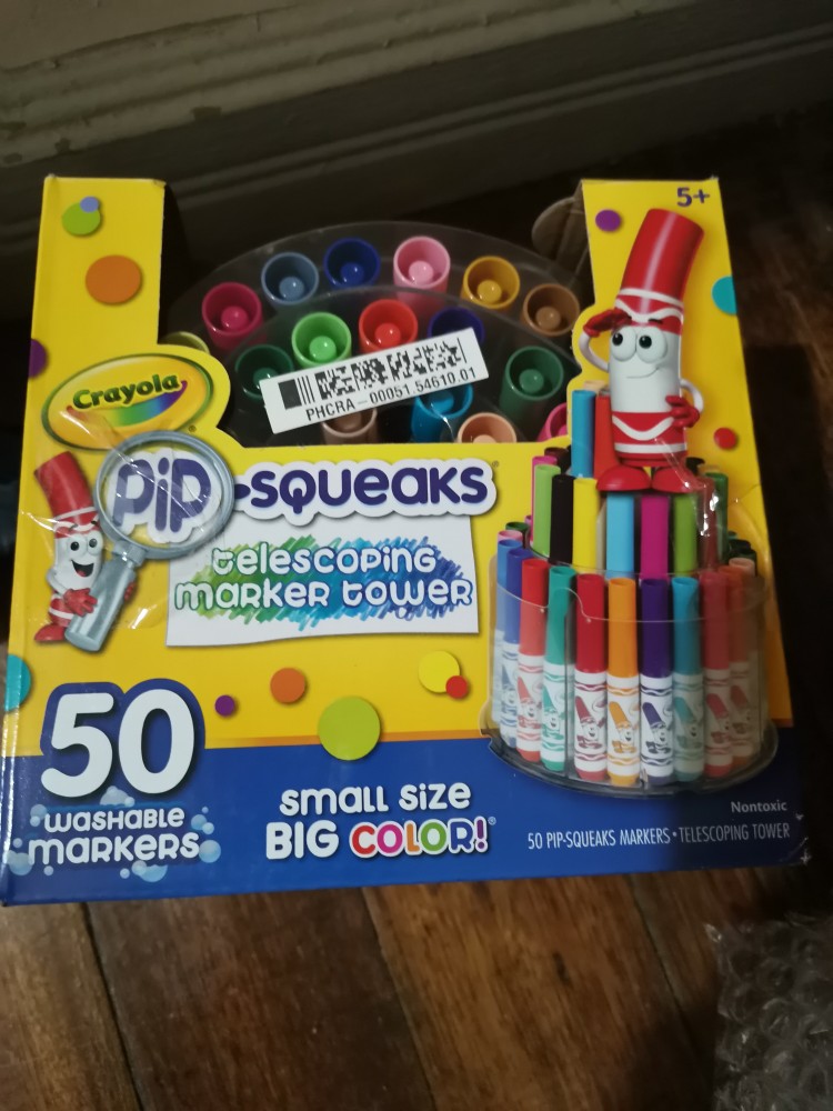 Crayola Pip-Squeaks Telescoping Mini Marker Tower, Washable Markers - 50 markers