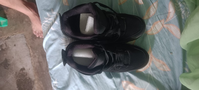 Jordan Retro Metallic Black Cat Sneaker with Back Metal Logo for