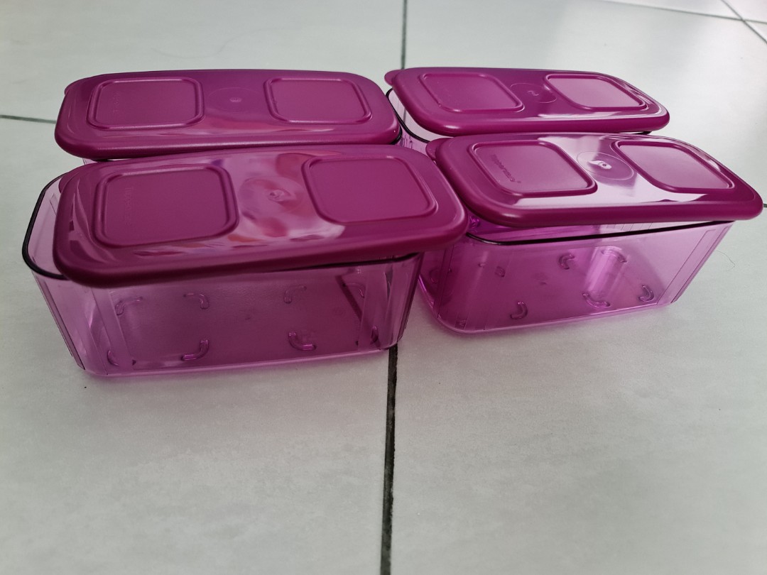 Tupperware Purple Fresh N Clear Clearmate Large 1.6L 2.5L Food