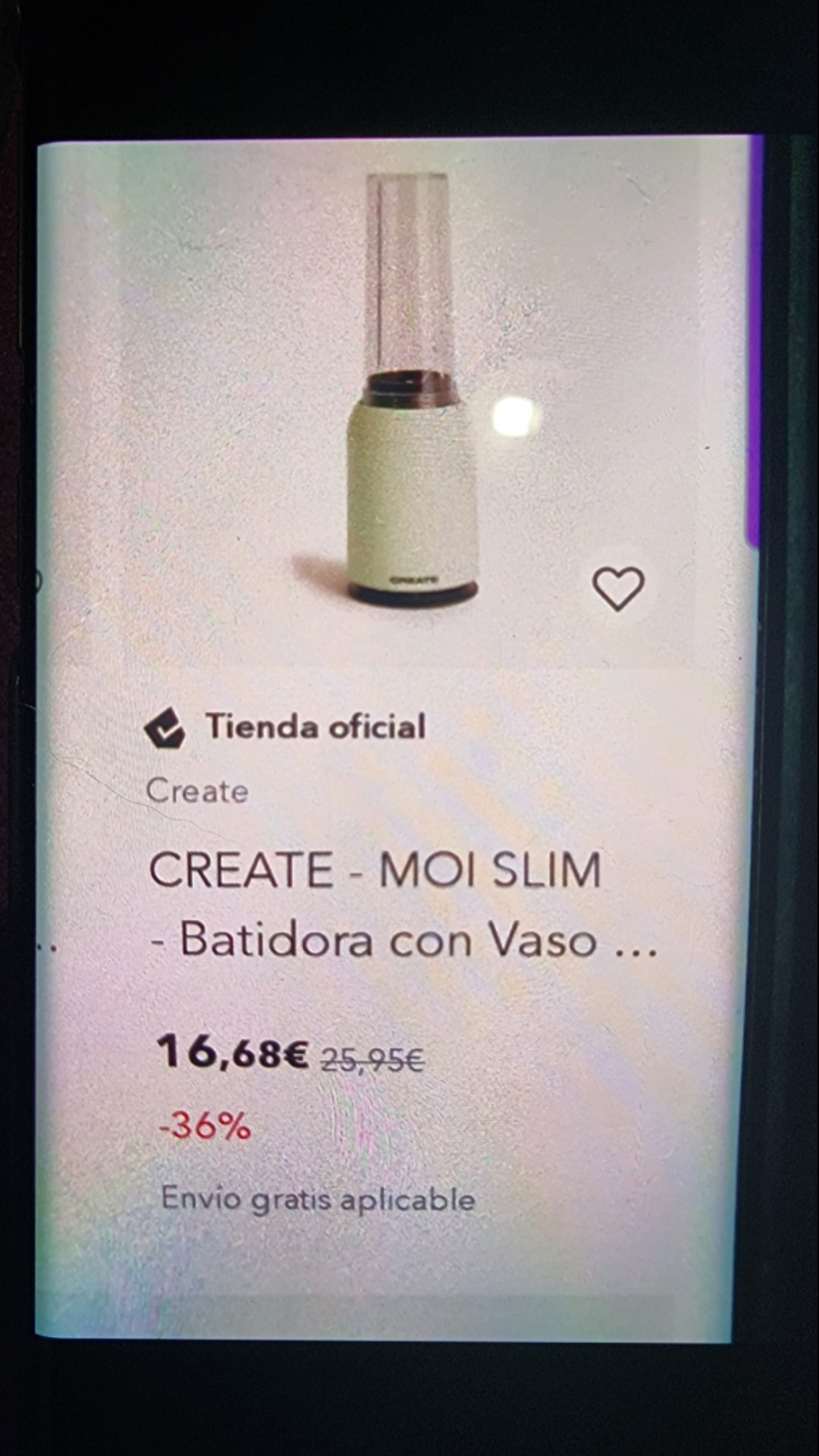 CREATE Batidora Con Vaso Portátil Moi Slim Verde CREATE