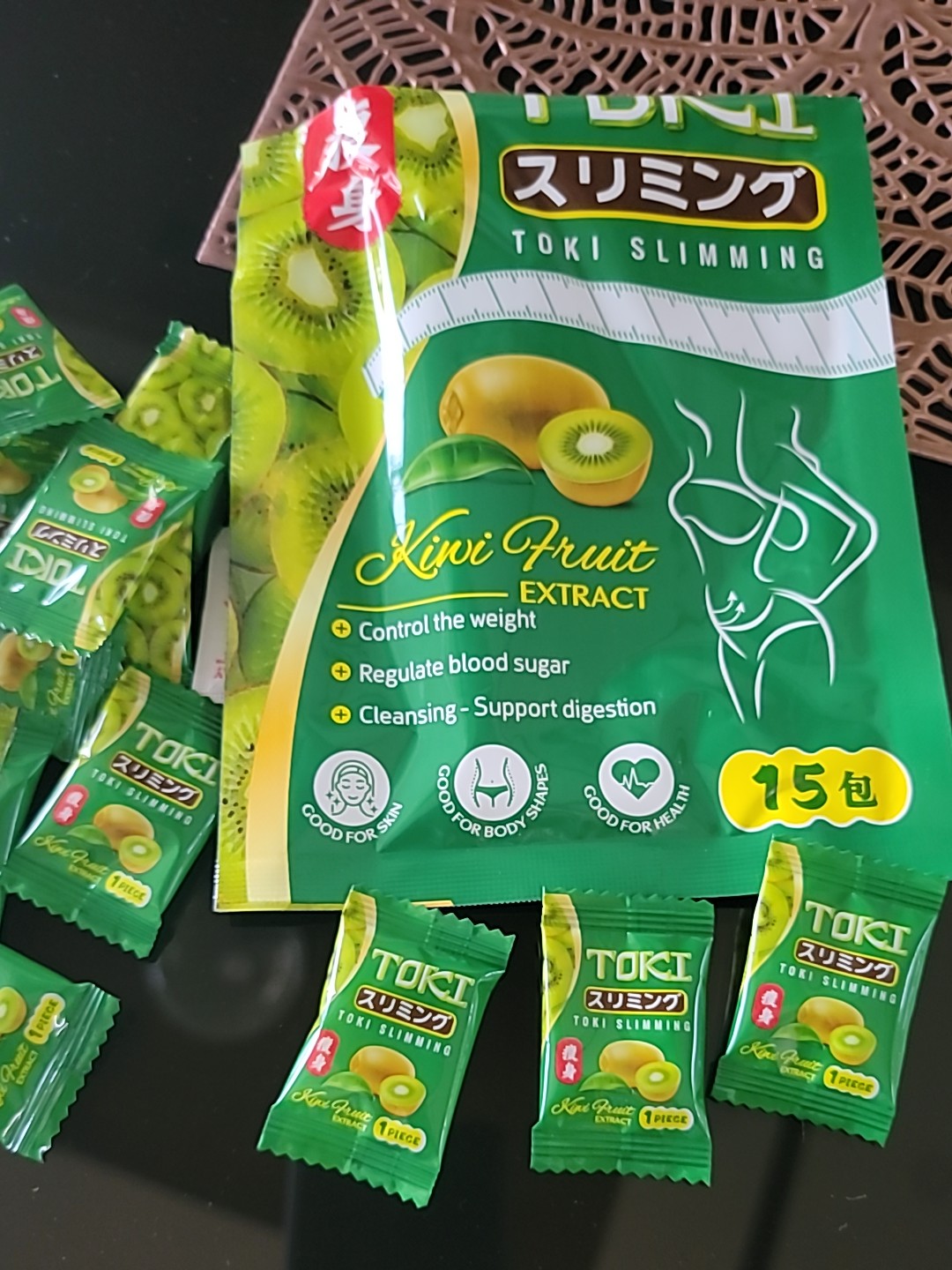 TOKI SLIMMING CANDY [15 pieces x 4 packs] Diet food Kiwi
