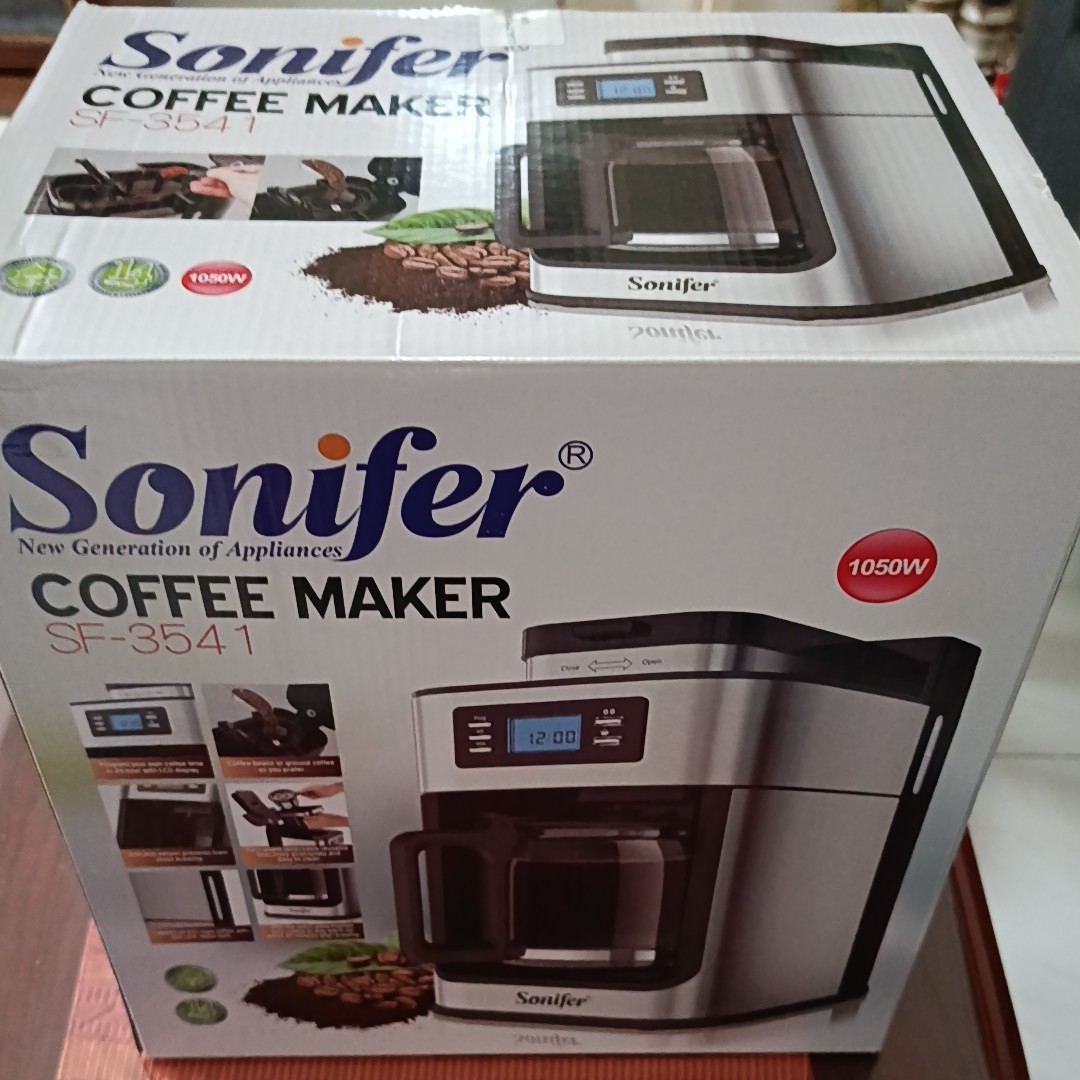 Sonifer SF3541 1050W 2-in-1 Drip Coffee Machine, 1200mL/10 Cups,  Ground/Beans Coffee Maker, Digital Display, Keep Warm 
