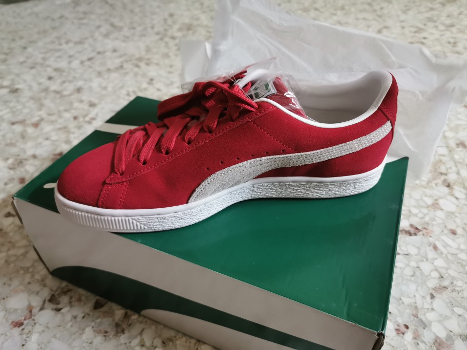 Puma suede classic red on sale white